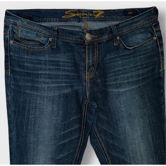 Seven7 Vintage Flare Blue Jeans 9.5 Rise Sz 32 Tall  14 Tall - Picture 5 of 11